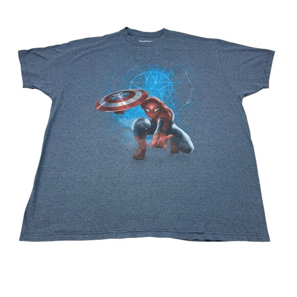 Marvel Captain America Civil War Spider-Man Graphic T-Shirt 2X Blue Unisex Tee - Picture 1 of 5